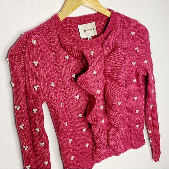 NWT Industry Republic Nordstrom Wool Blend Sangria Pearl Sweater Size XS - Picture 5 of 9